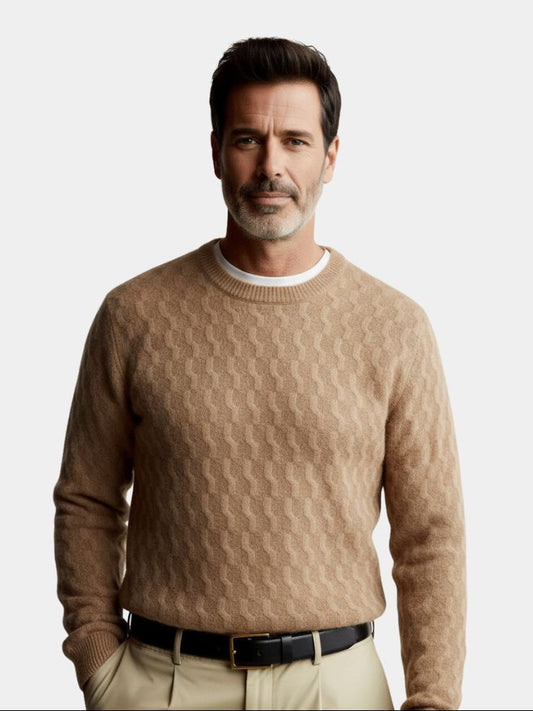 Suéter geométrico de cuello redondo de lana