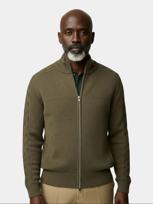 Suéter de Cachemira con Cremallera y Cuello Alto
