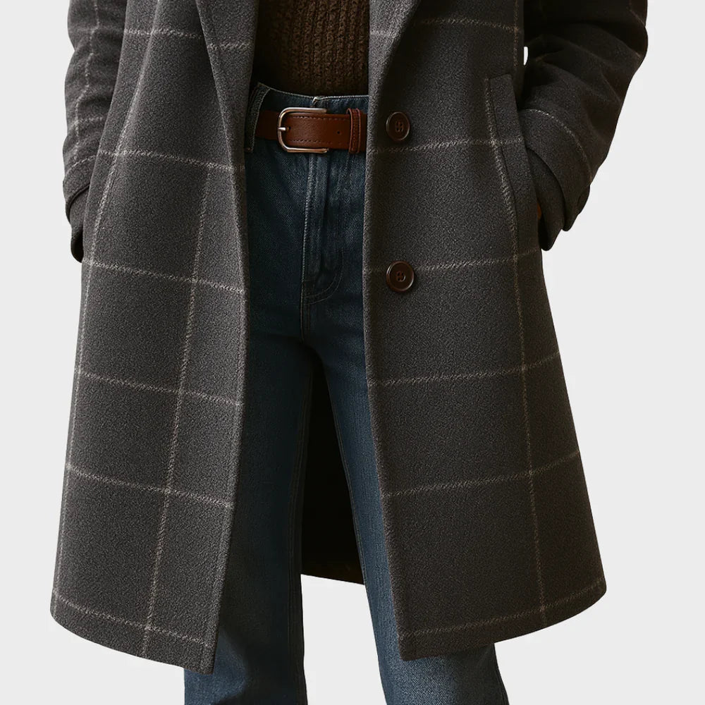 Katharina | Abrigo de lana a cuadros clásico