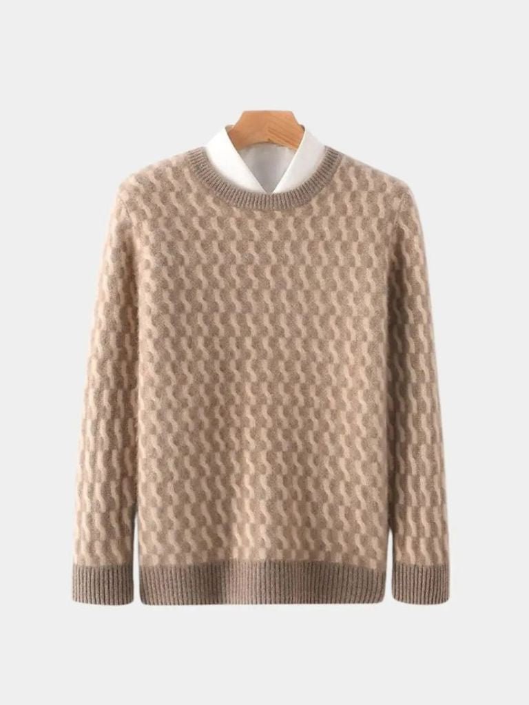 Suéter geométrico de cuello redondo de lana