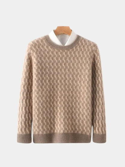 Suéter geométrico de cuello redondo de lana