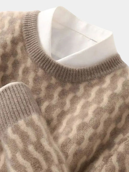 Suéter geométrico de cuello redondo de lana