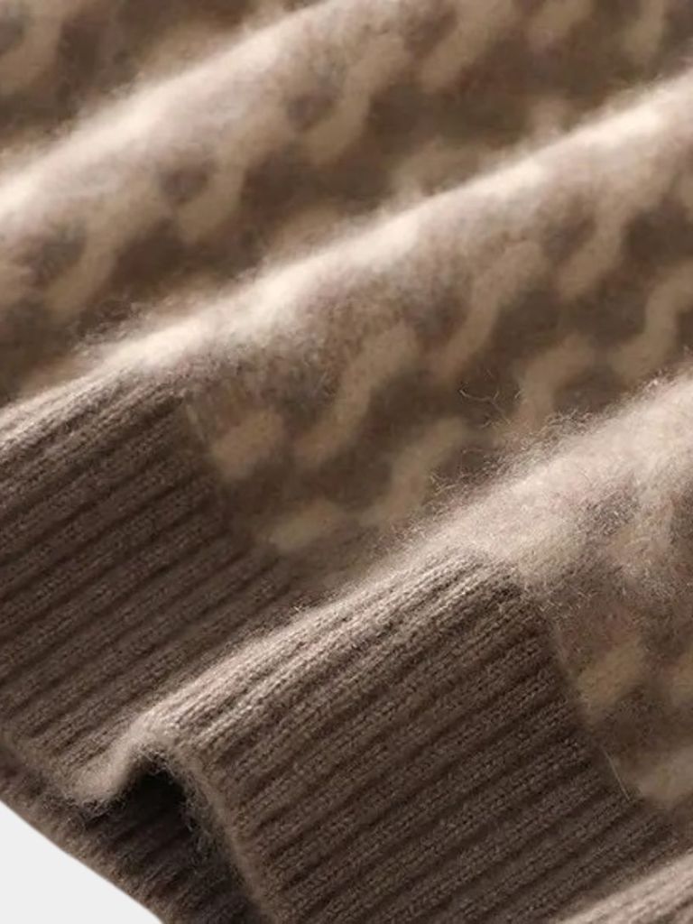 Suéter geométrico de cuello redondo de lana