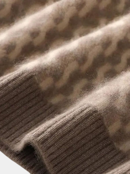 Suéter geométrico de cuello redondo de lana