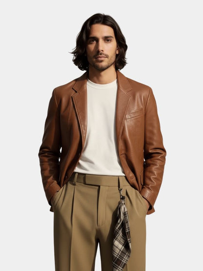 Chaqueta de Cuero Caramelo