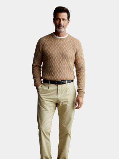 Suéter geométrico de cuello redondo de lana