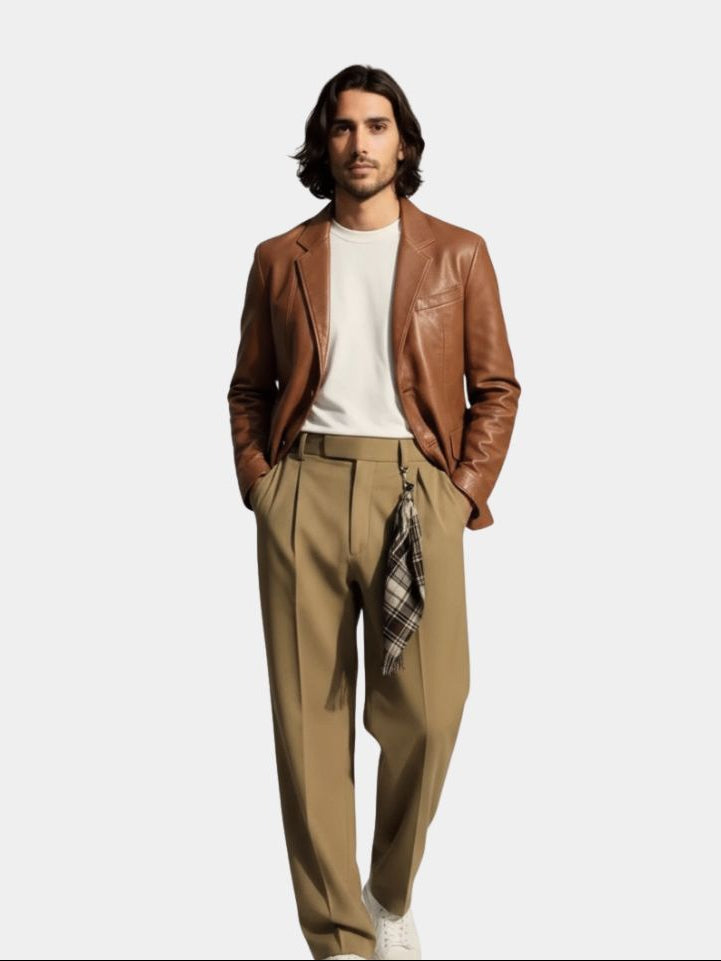 Chaqueta de Cuero Caramelo