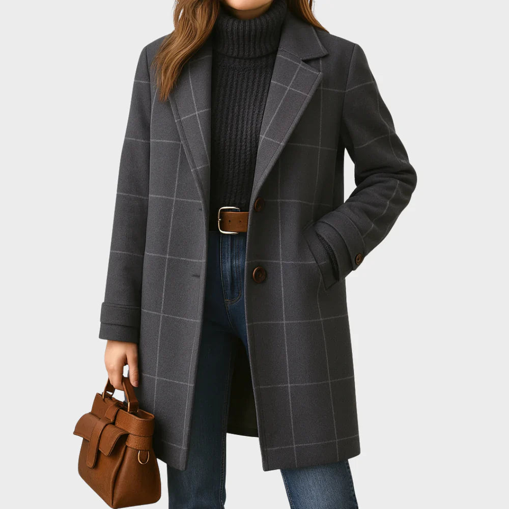 Katharina | Abrigo de lana a cuadros clásico
